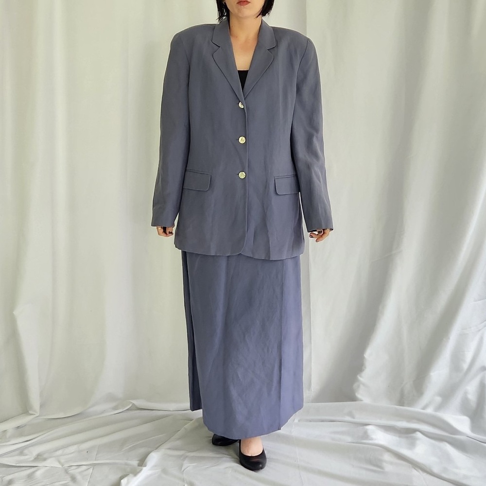 Laura Ashley‎ Purple Silk and Linen Skirt Suit